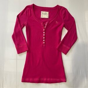 Abercrombie & Fitch Hot Pink Henley Longsleeve